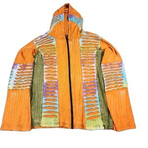 Rising International Hoodie XL Nepal Hippie Boho TieDye  Jacket Art To Wear